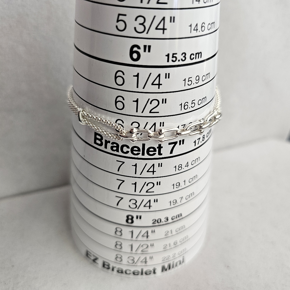 Sterling Stirrup and Popcorn Chain 925 Bracelet - Picture 11 of 15